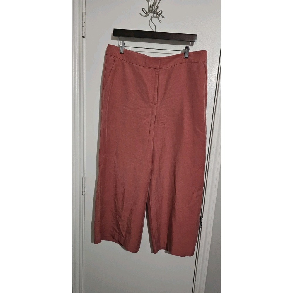 Ann Taylor LOFT Size 12 Wide Leg Cropped Pants Salmon Minimalist Casual Chic